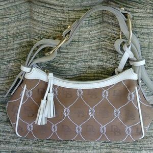 Dooney and Bourke DB White & Brown Shoulder Bag